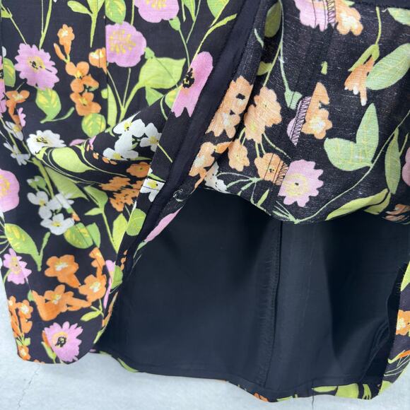 Sigrid Olsen Dress Womens Size 4 Black Floral Linen Blend Fully Lined Sleeveless - Picture 5 of 12